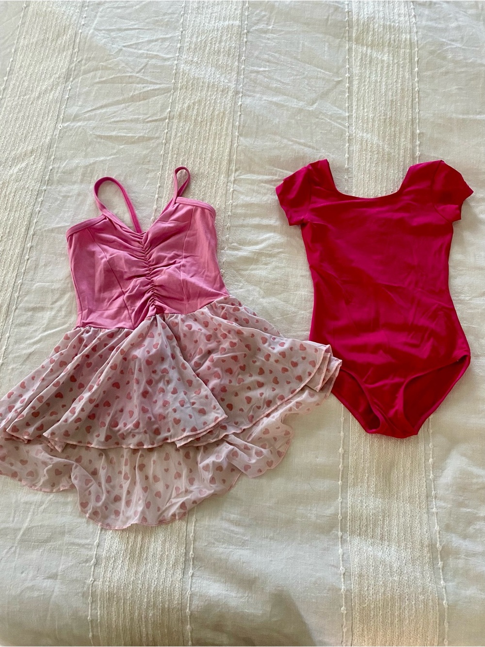 Motionwear Pink Heart Tutu leotard and Bloch pink Fuchsia Leotard